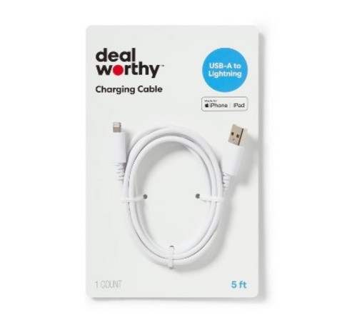 dealworthy™ - 3' Lighting to USB-A Charging Cable - White