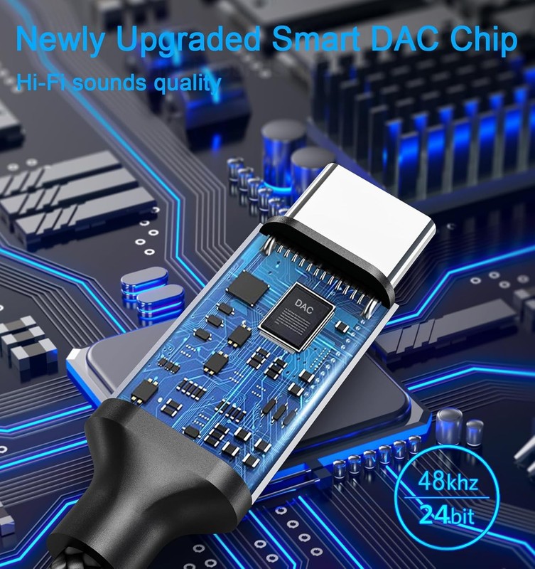 USB Type C to 3.5mm Headphone Jack Audio Adapter, C Female Black Blue gallery