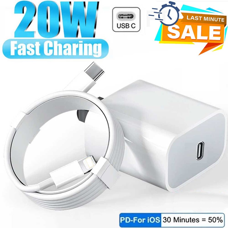 Fast Charger USB-C PD Power Adapter Cable Cord For iPhone 14 13 12 11 Pro Max XR