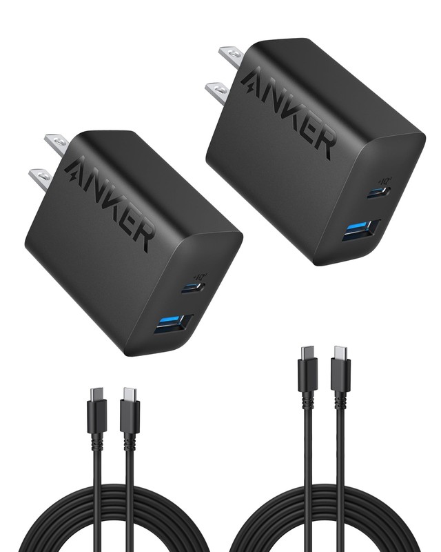 Anker iPhone 16 Charger 20W USB-C Fast Charging Block 2-Pack + 2 Cables