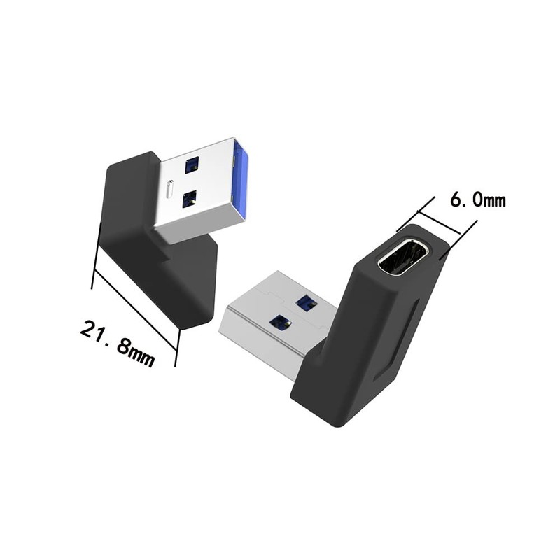 2 PCS Right Angle USB A Male To USB C Female 90 Degree 5Gbps Adapter gallery