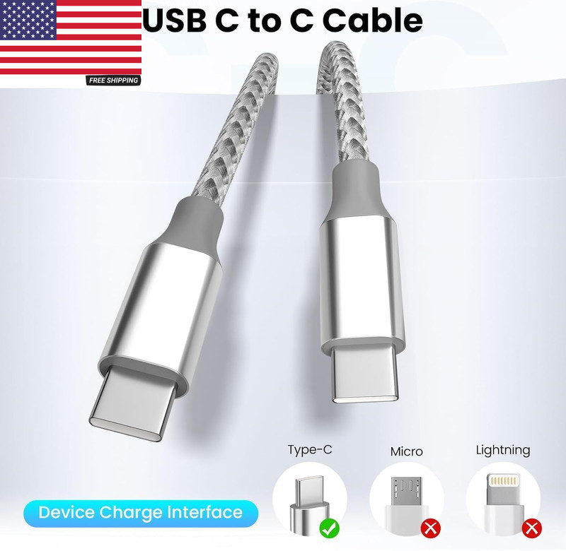 USB C Cable，3 Pack 10FT 60W Fast Charging USB C to USB C Cable, Durable Type C C gallery
