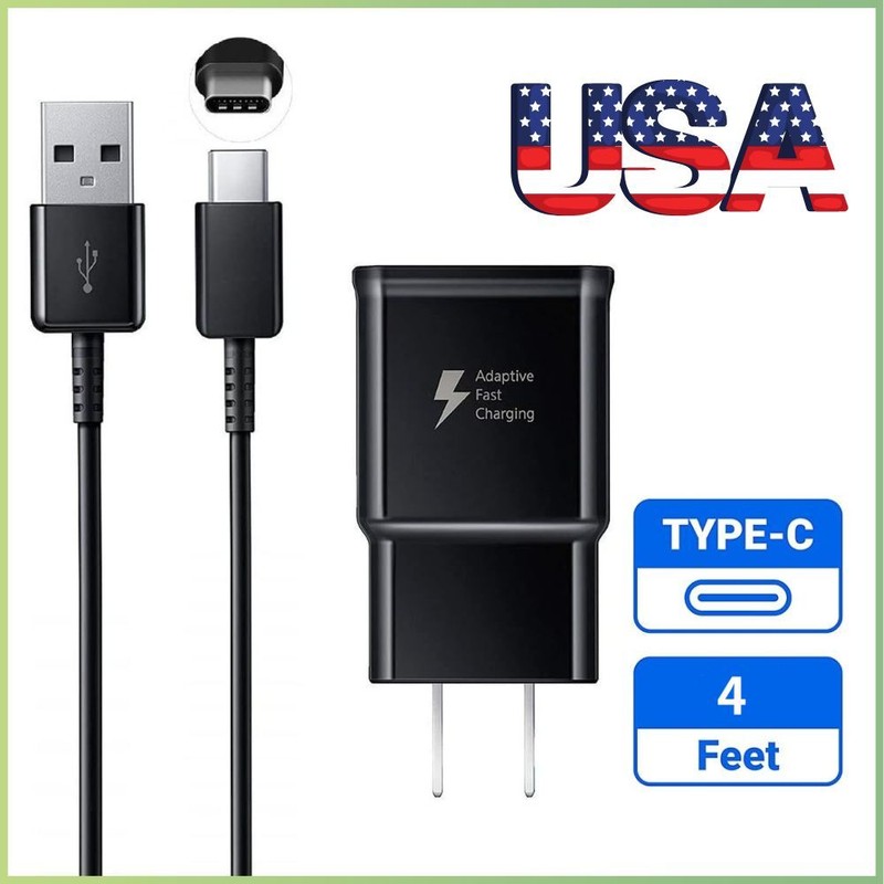 Fast Wall Charger Type C USB-C Cable For Samsung Galaxy S21 S20 S10 S9 S8 Note 8