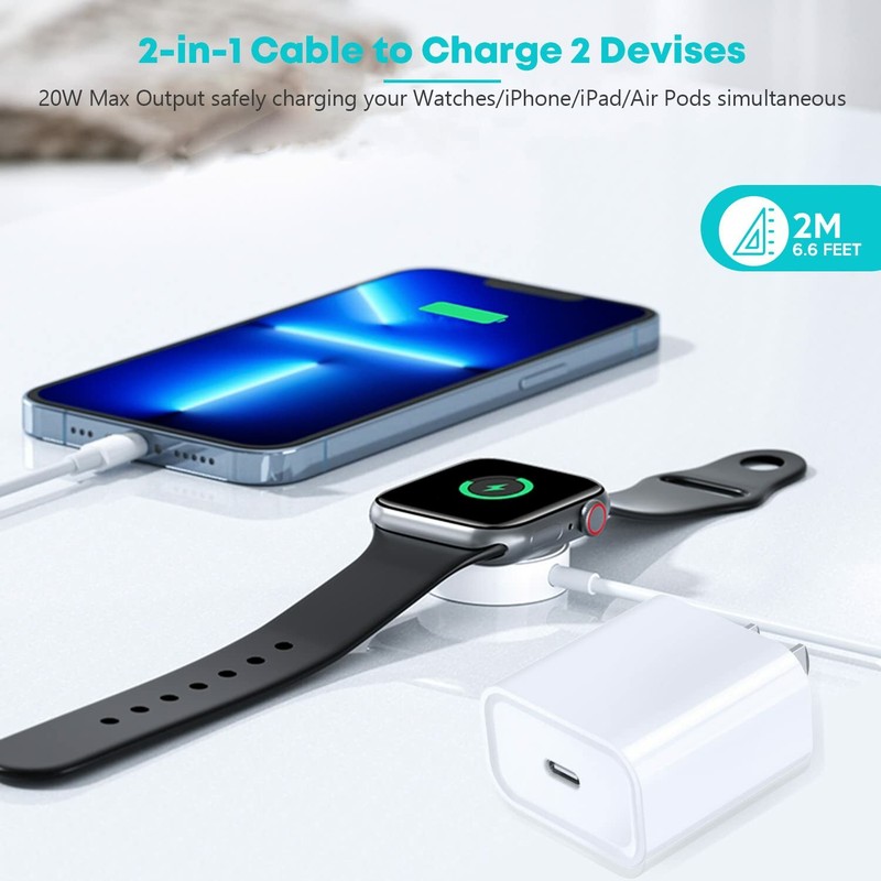 2 in1 USB C Magnetic Cable 20W Charger For iPhone 13 8 iWatch SE/7/6/5/4/3/2/1 gallery