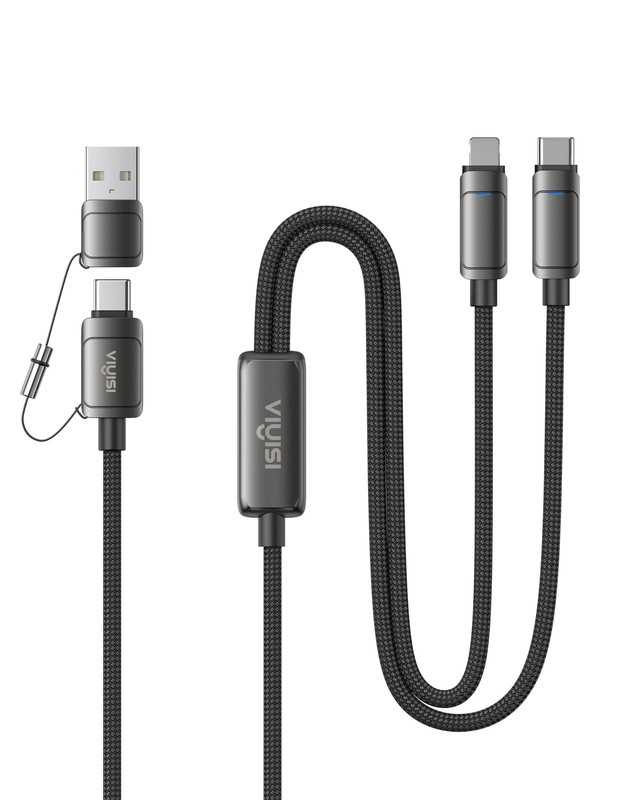 2 In 1 USB C Fast Charging Cable 100W Type C Power Charger Sync Cord Wire