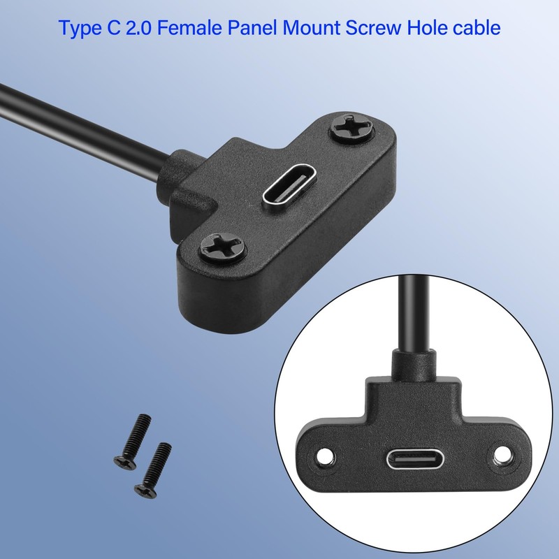 USB 2.0 Type C Panel Mount Adapter Cable 90 Degree Angle Male Female 30cm gallery