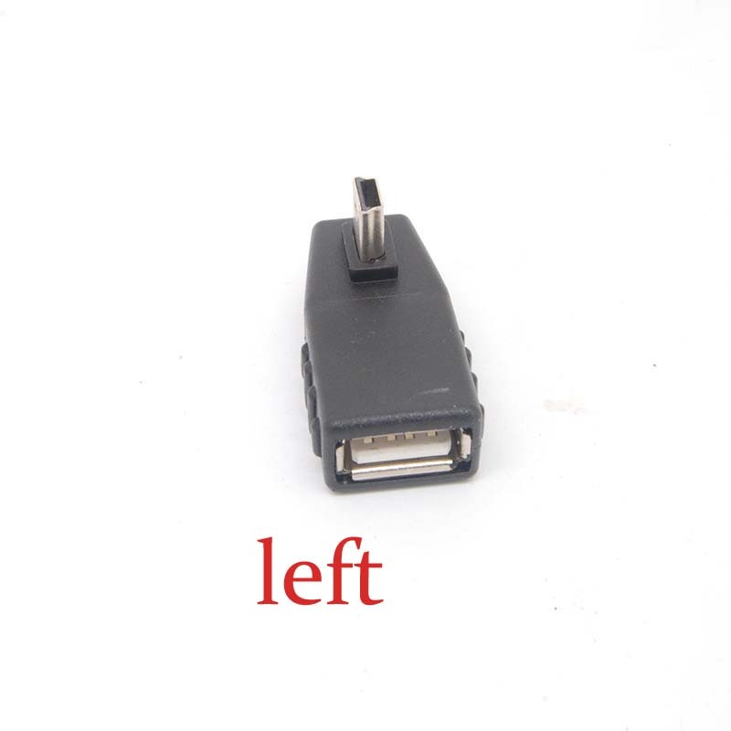 10pcs 90 Degree Left A Female to 5 Pin B Male Mini USB 2.0 OTG Host adapter