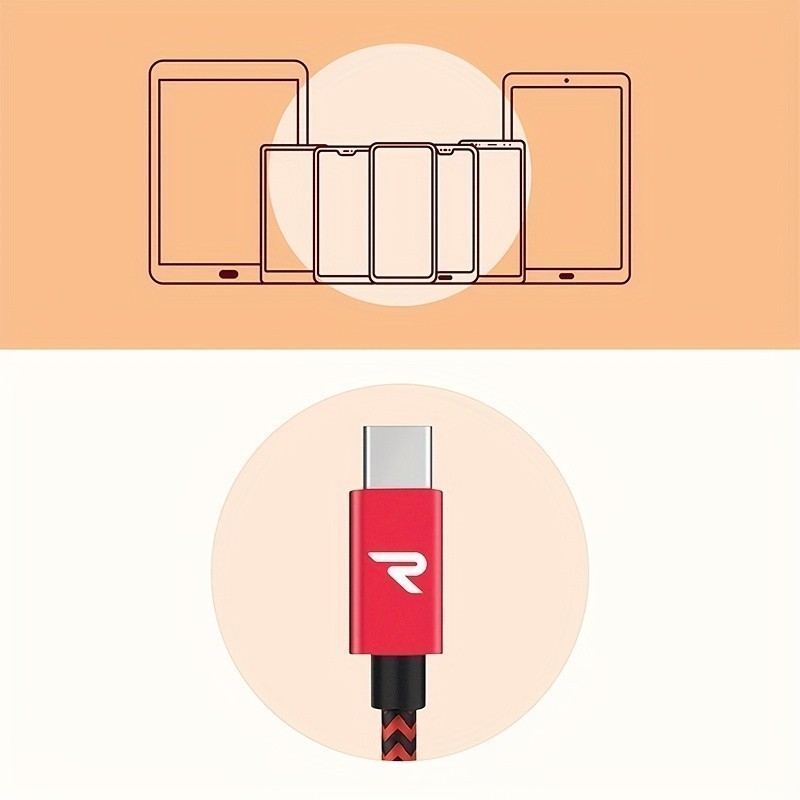 USB A to USB C Cable 3.3FT Red Black Braided Fast Charging Sync Cord 1/2/3 Pack gallery