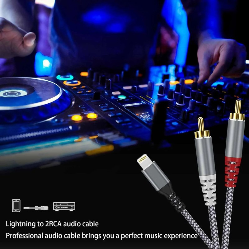 [Mfi Certified] Compatible with Lightning to RCA Cable Audio Adapter, 4FT Ios to gallery