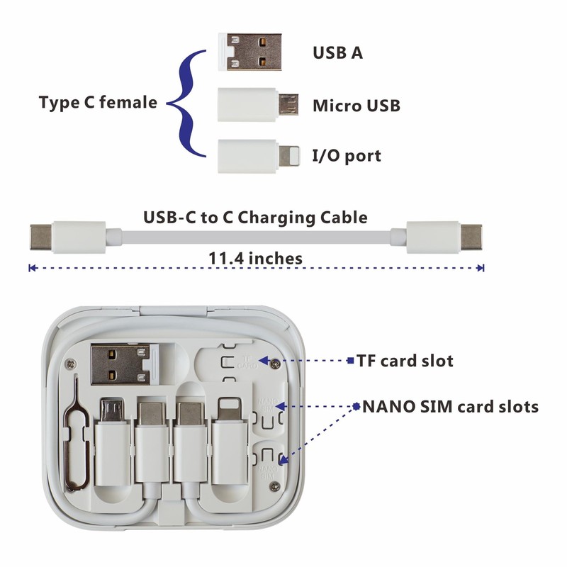 USB C To C Charging Data Transfer Cable Adapters Pocket Box Mirror White gallery