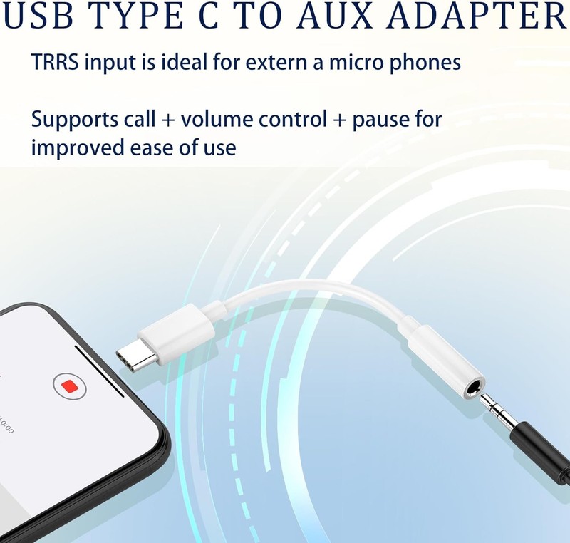 USB C to 3.5mm Female Headphone Jack Adapter, USB C to Aux Audio Dongle Cable gallery