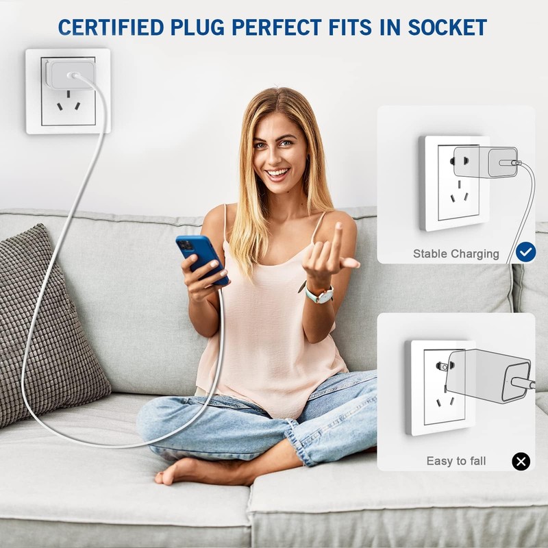 iPhone Fast Charger Apple MFi Certified 20W USB Type C to L 3ft Cable White gallery