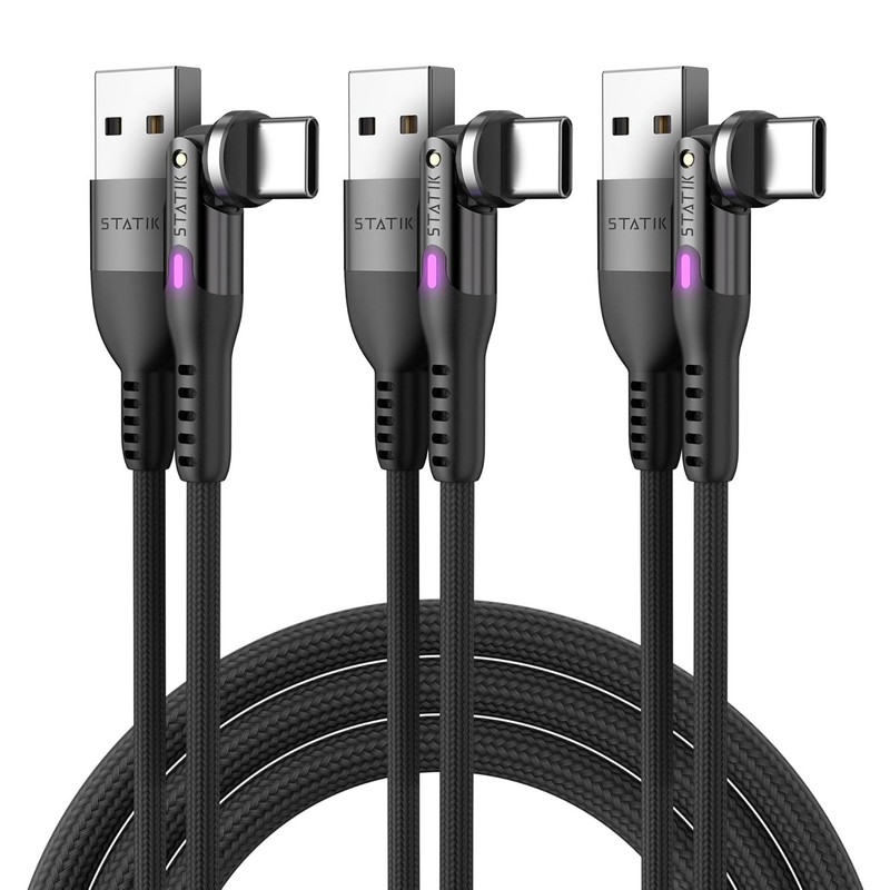 6FT PowerPivot USB C Cable - 90-Degree Design, Data Transfer, 3-Pack Convenience gallery