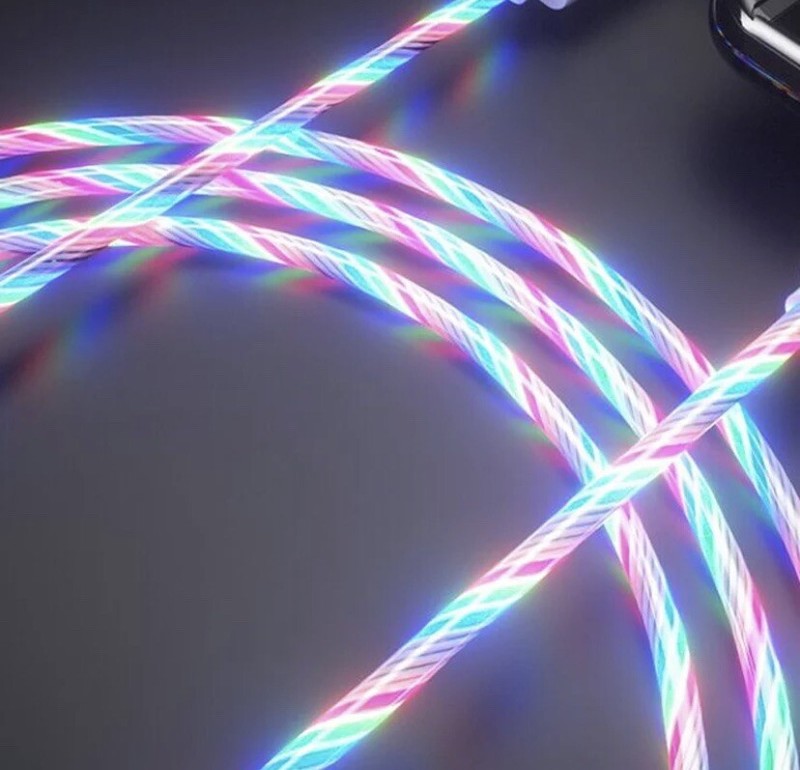 New LED Light Up Flowing Magnetic Fast Charging Charger Cable Cord Micro Type-C gallery