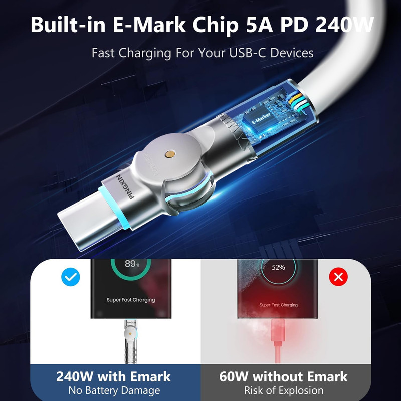 USB C to USB C Charger Cable 240W [2-Pack 6.6FT], Type C Fast Charging Cable， fo gallery