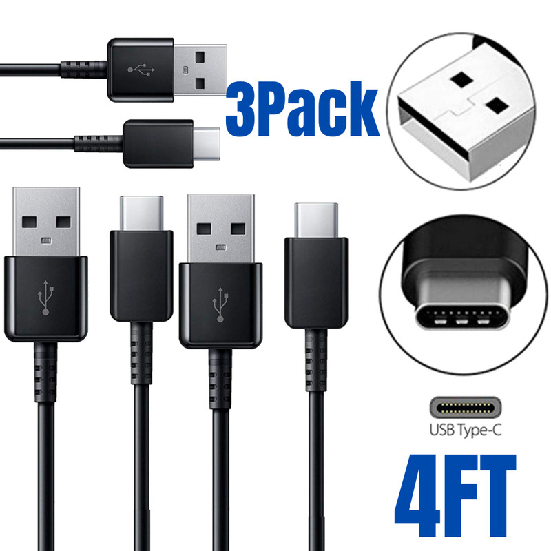 3 Pack Type-C USB-C Charger Cable For Samsung S20 S10 S9 S8 Fast Charging Cord