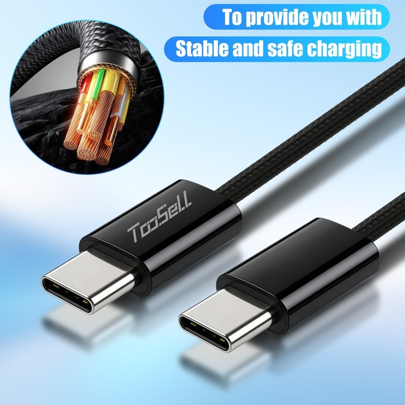 100W USB-C to USB-C Cable Fast Charger PD Nylon Cord For iPhone 16 17 Samsung gallery
