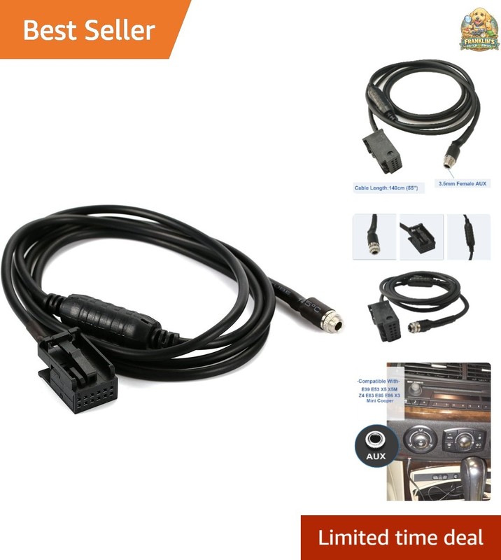 Car Female 3.5mm AUX Audio Adapter Cable for E39 E53 X5 X5M Z4 E83 E85 E86 X3...