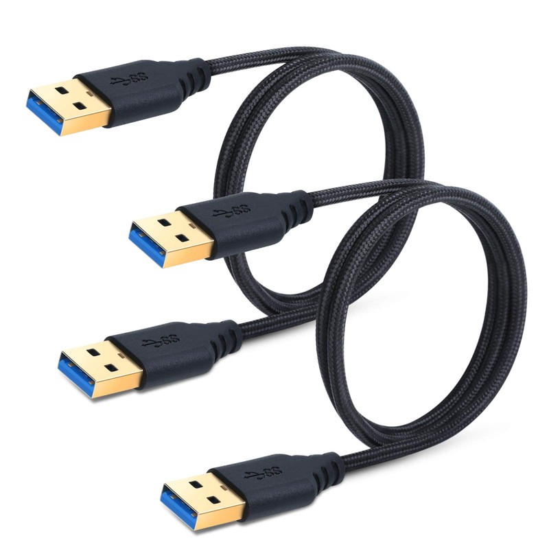 2 PCS USB 3.0 Type A Male To Male Cable 3FT 1M Braided Data Transfer Cord PC