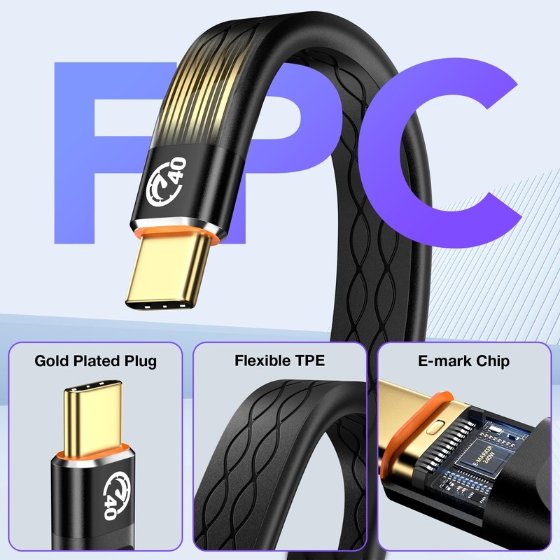 40Gbps USB C Cable 5 inch 2Pack, Short USB4 Thunderbolt Cable 8K Video Displa... gallery