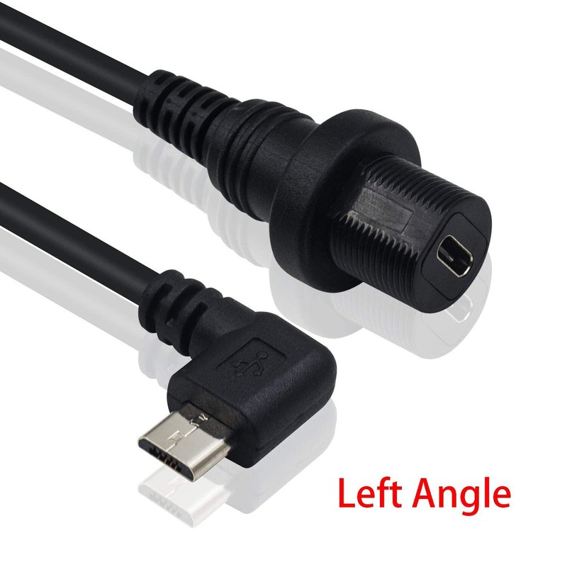 Left Angle Micro USB Mount Extension Dash Flush Dashboard Cable Car Motorcycle gallery