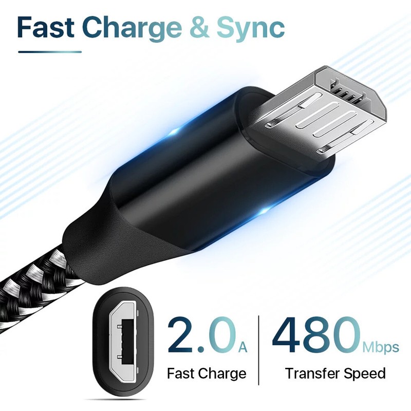 Heavy Duty Micro USB Fast Charger Data Cable Cord For Samsung Android HTC LG Lot gallery