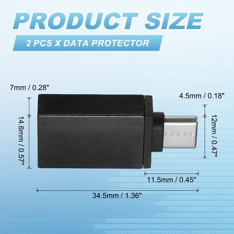2 Pcs USB Data Blocker, USB C to A Data Protector, Black gallery