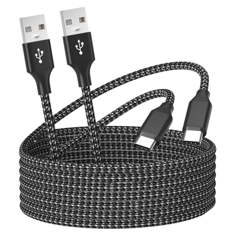 2X Adaptive Fast Charger USB A Plug Type C Braided Cord 10Ft For Samsung Android