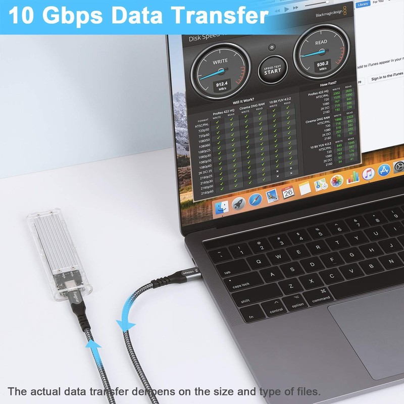 Versatile 10ft USB C Cable for Power Delivery and 10Gbps Data Transfer, Black gallery