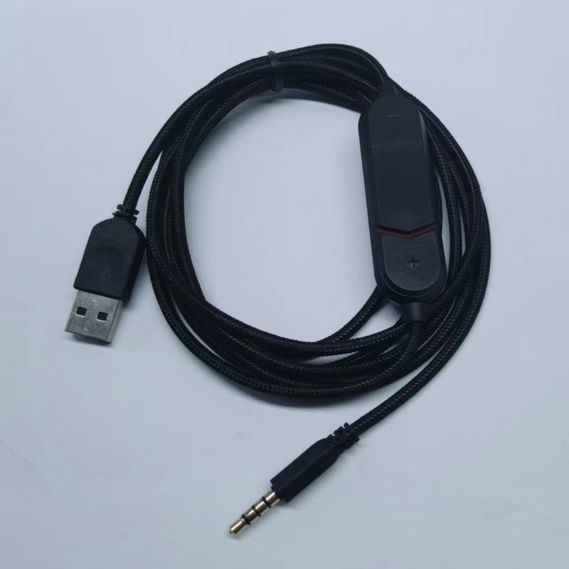 2 Meter USB Headphone Sound Card Cable Black for 3 5mm Gaming Headsets gallery