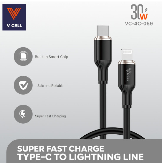 30watt Type USB-C to 8pin Cables (4ft) Fast Charger