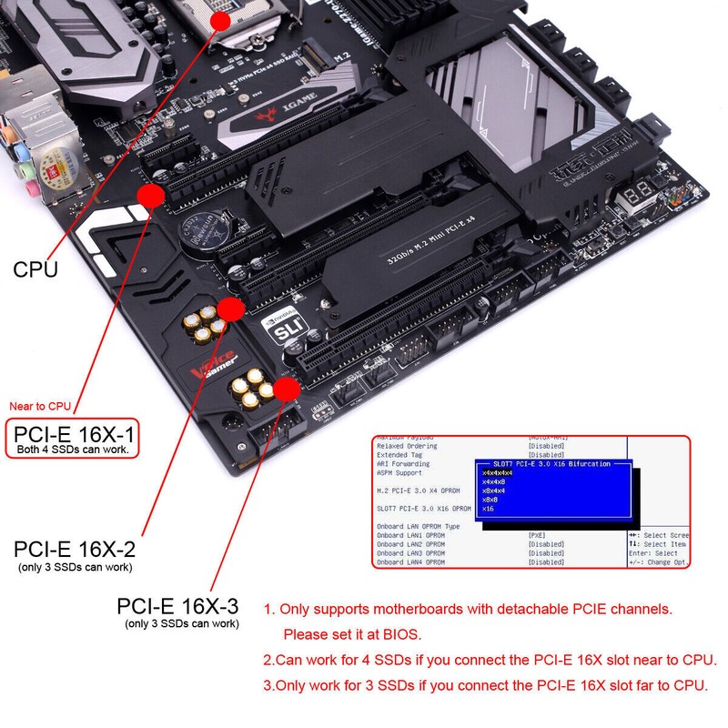 CABLECY Slimline SFF-8654 8X Dual NVME M.2 AHCI Raid Card VROC PCIE Express 4.0 gallery