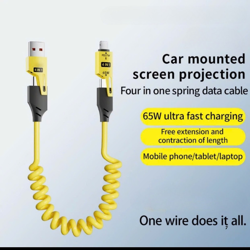 USB C Multi Fast Charging Cable PD 60W Spring cord 4-in-1 gallery