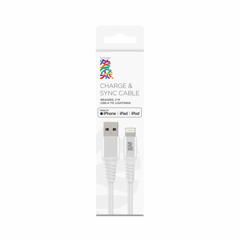 B.ON COTTON FAST CHARGING USB-A TO LIGHTNING CABLE 2M WHITE MFI-CERTIFIED gallery