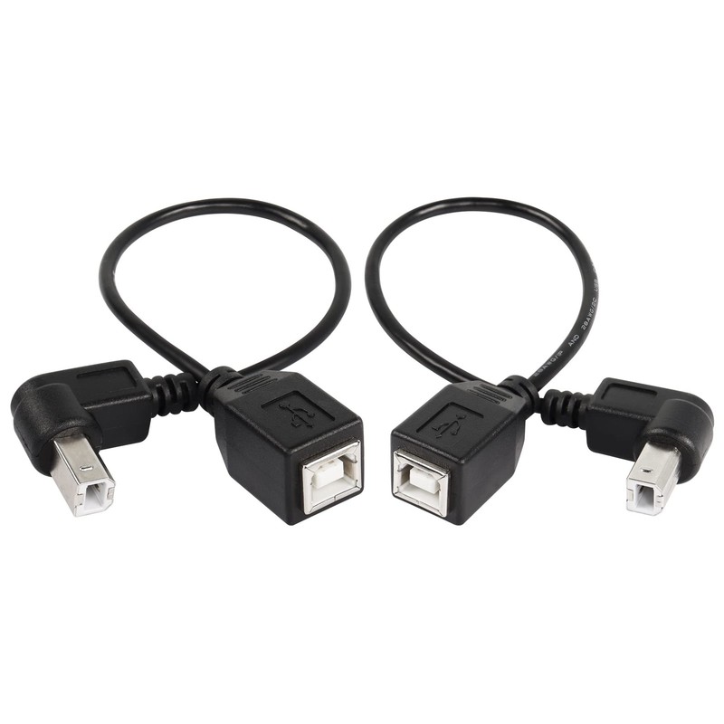 USB 2.0 Type-B Printer Cable, 2-Pack USB 2.0 B Female to Type-B Male (90 Degr…
