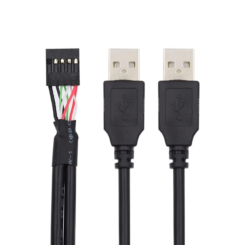 Motherboard 9Pin 10Pin Female Housing to Dual USB 2.0 Male Type-A Cable 50cm gallery