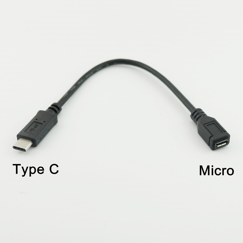 1pcs 20cm Micro USB Female to USB 3.1 Type C Male Connector Data Charging Cable