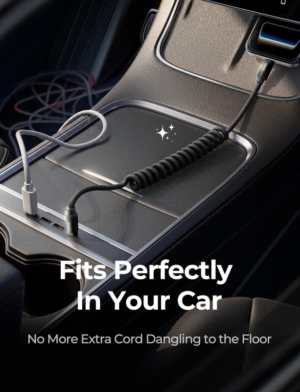 Coiled USB C Cable 2 Pack - Durable Short Fast Charging Cord for Android Auto, C gallery