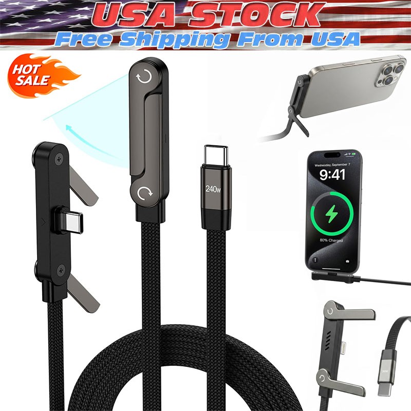2in1 Invisible Holder Charger Cable–240W Fast Charging Cord with Phone Stand Lot