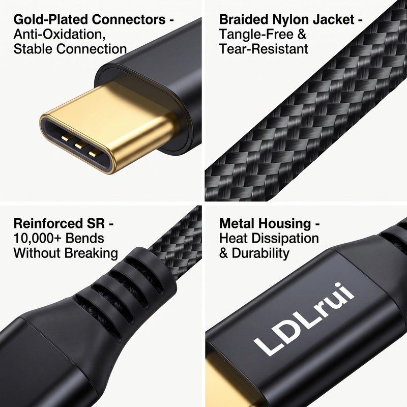 USB4 Data Cable 3FT, 40Gbps, Thunderbolt 4/3 , 240W PD 3.1 Fast Charging, 8K6... gallery