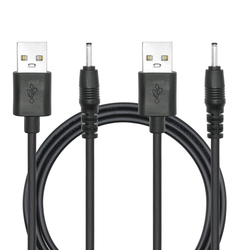 2 Pcs 3FT USB to DC 2.5mm x 0.7mm Power Cord 5V 3A Charging Cable Black