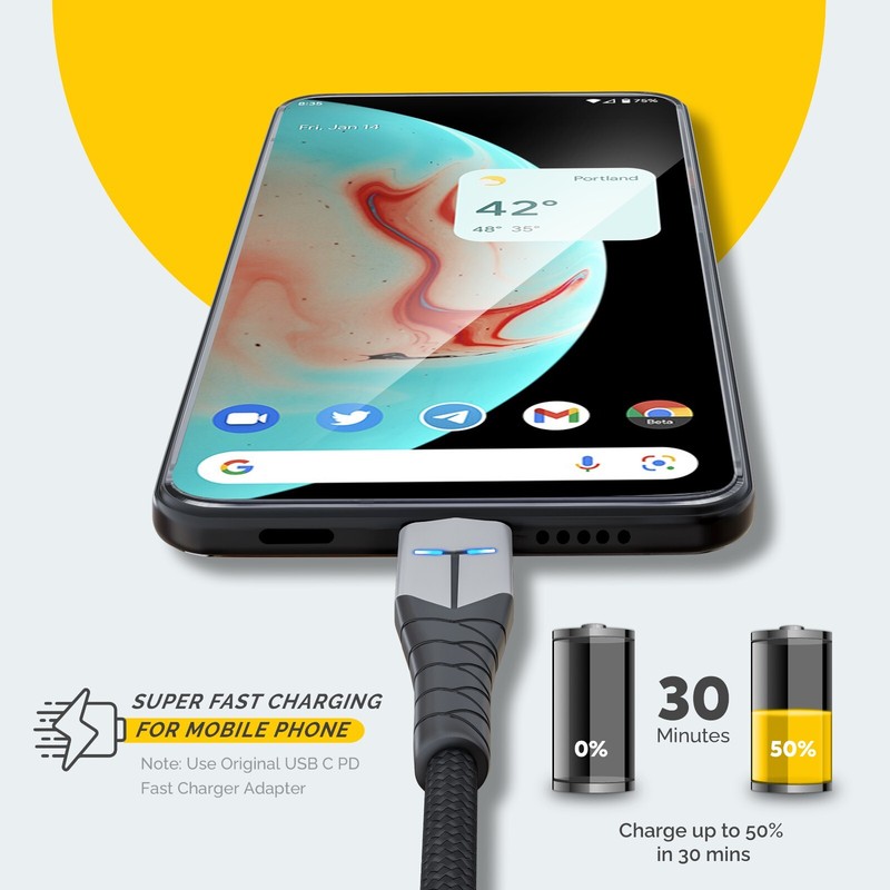 USB C to USB C Fast Charger Cable for Google Pixel 8 9 Pro Motorola Moto G Power gallery