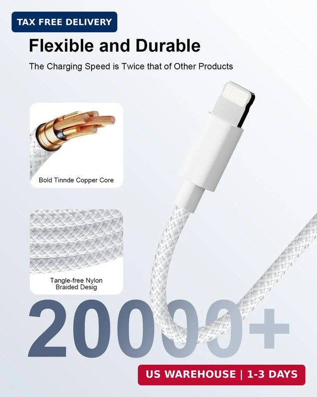 USB to Lightning Cable 3ft 2pack, Apple MFi Certified iPhone Charger Cord Lead N gallery