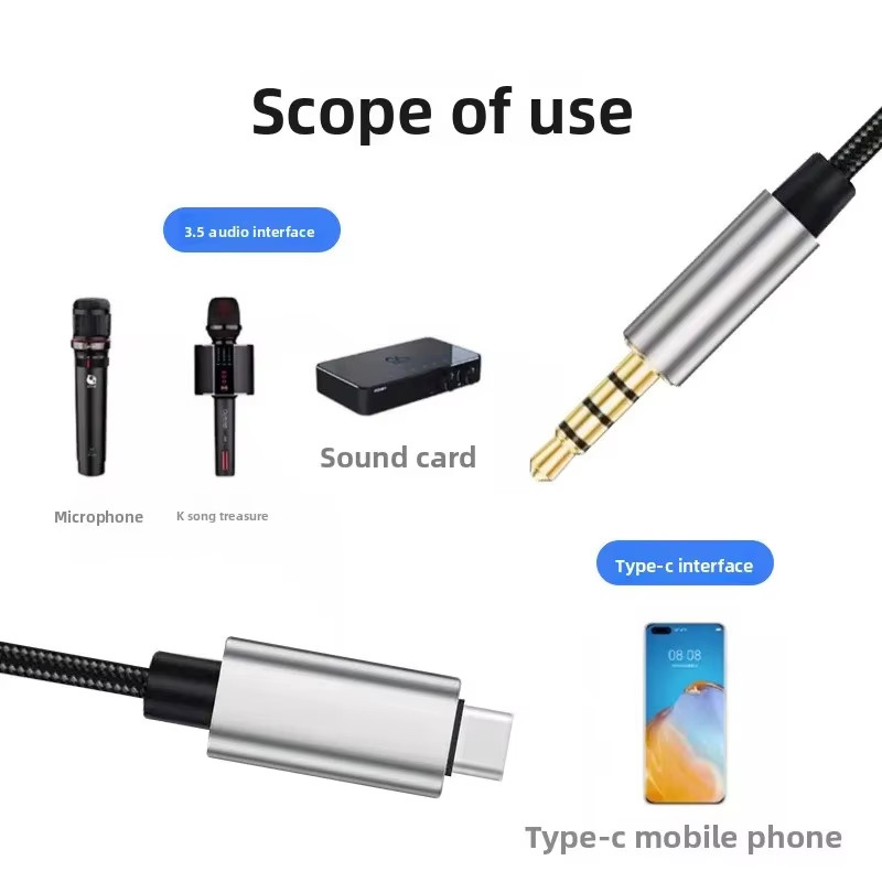 4-Section Mobile Phone Audio Cable Type-C to 3.5Mm Audio Cable for Car AUX, Spea gallery