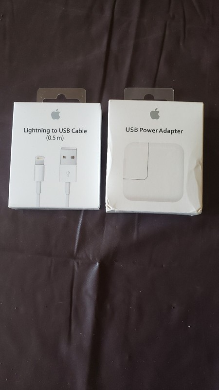 Genuine Apple Lightning Charger Cable ME291AM/L + USB Power Adapter MD836LL/A W1