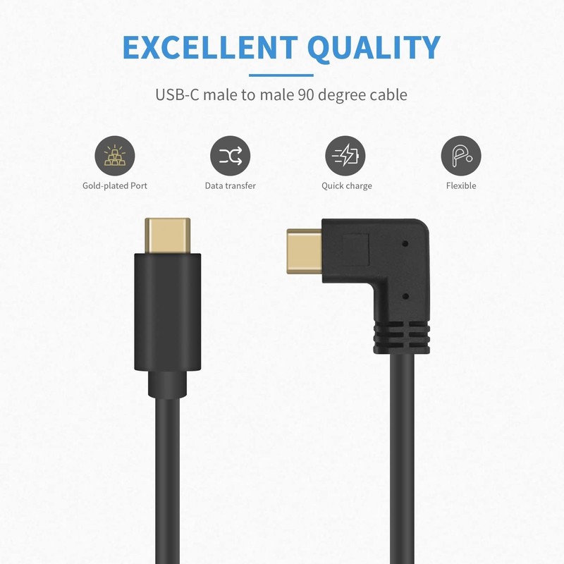 USB C to USB C Cable Short 1ft, USB 3.1 Right Angle 90 Degree Type C Cable, 6... gallery