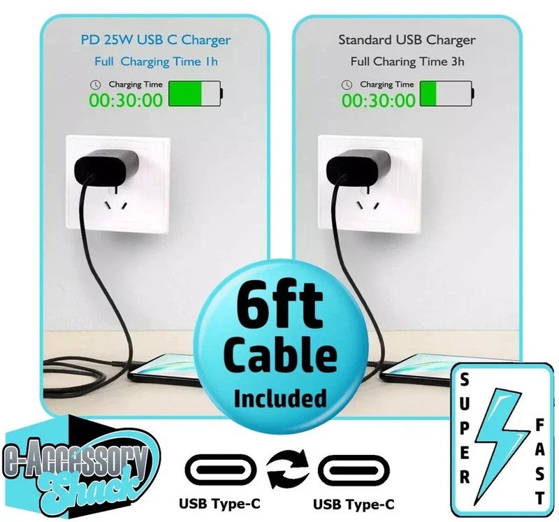 3 Pack 25w USB-C Fast Wall Charger+6ft Cable For Galaxy S25 S24 S23 S22 Ultra + gallery