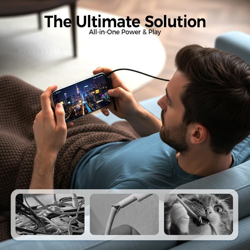 240W Braided Fast Charge Cable with Built-in Phone Stand Foldable USB-C Cord gallery