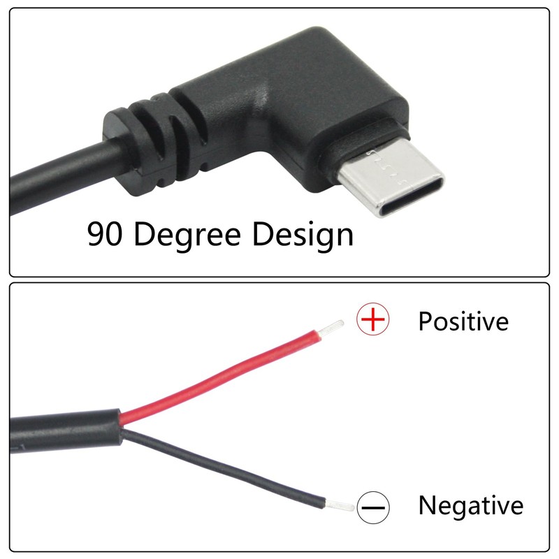Right Angle USB C to 2 Pin Bare Wire Open End Wire 1M/3FT, 90 Degree USB Type... gallery