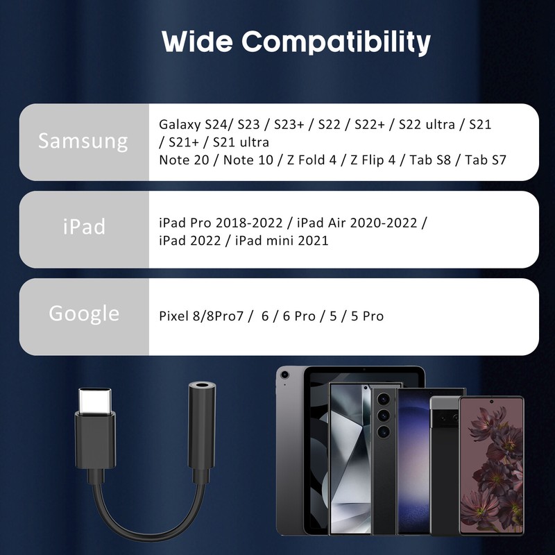 3.5mm to USB-C Type C Adapter-Aux Audio Headphone For Samsung Galaxy S22/S20 FE gallery